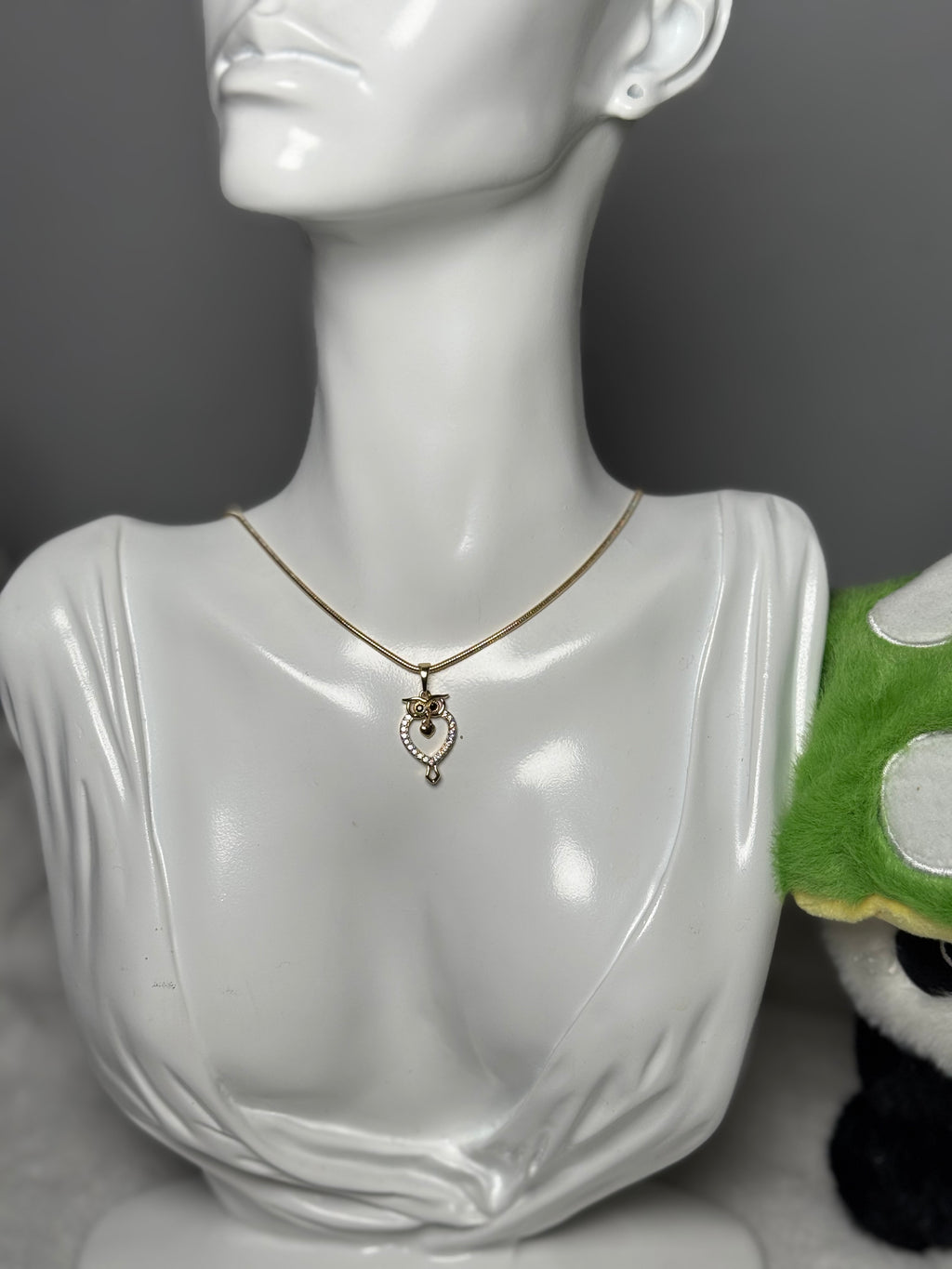 Owl Pendant with Crystal Accents - Gold Plated