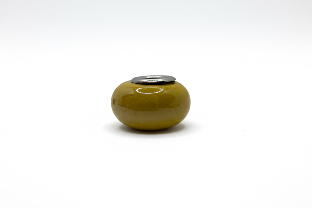 Mustard Yellow Glass Charm Separator Bead - Laminated Gold
