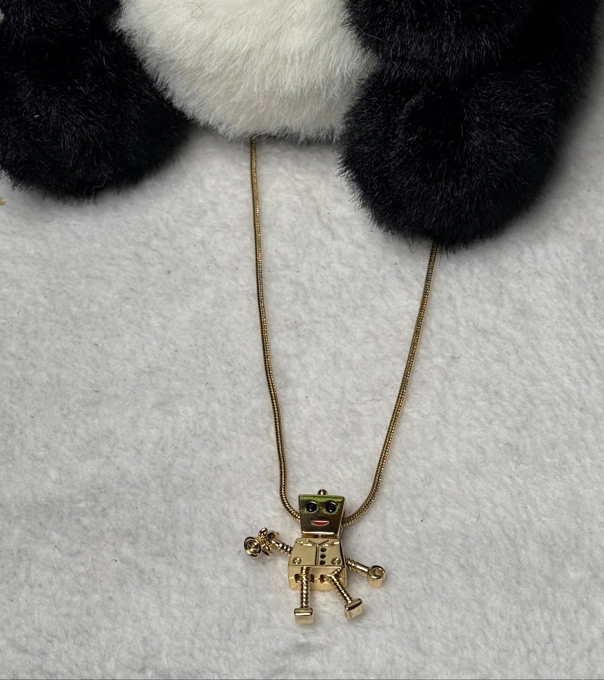 Movable Robot Pendant with Rose - Articulated Charm