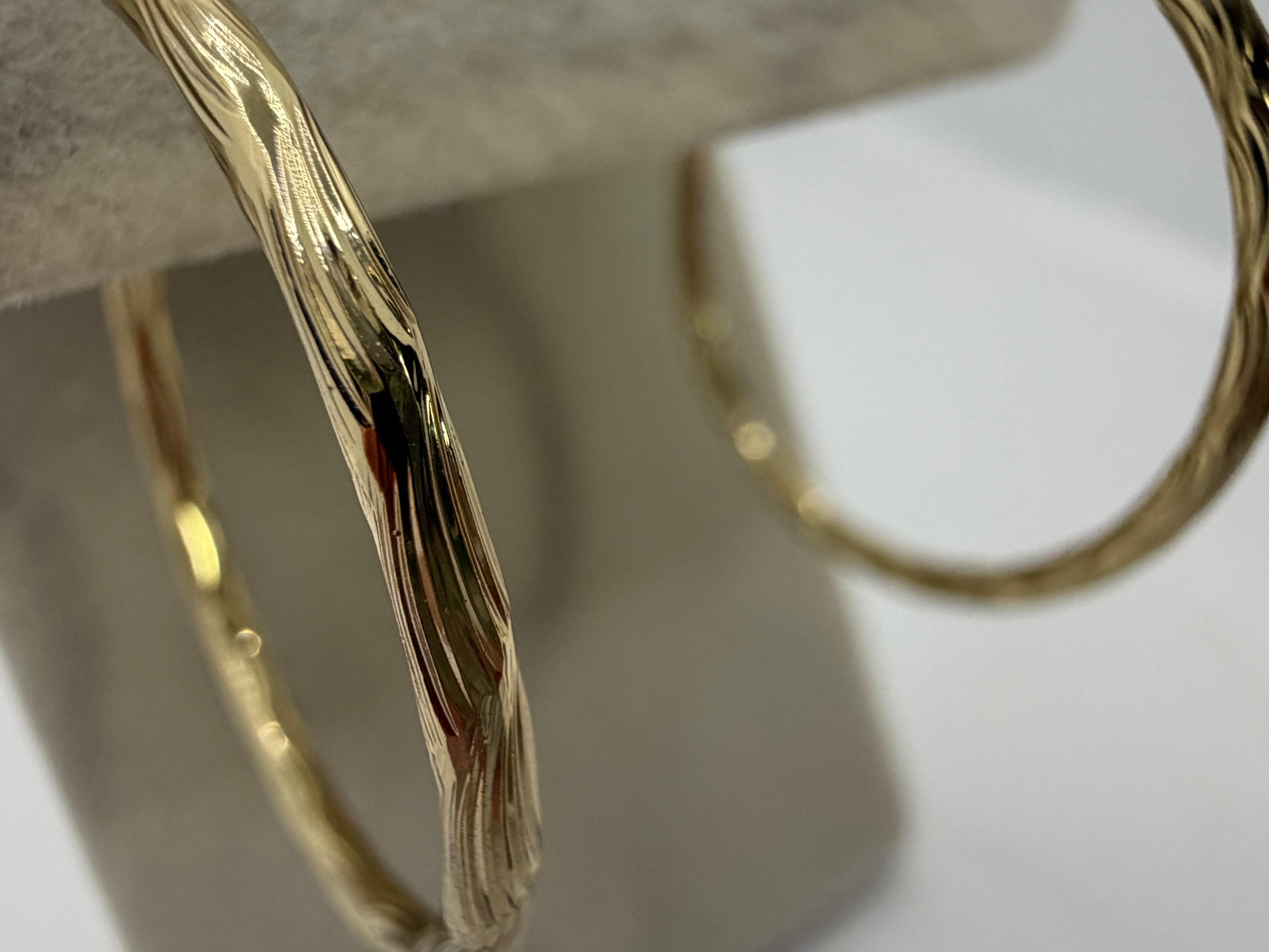 Gold Textured Twist Hoop Earrings