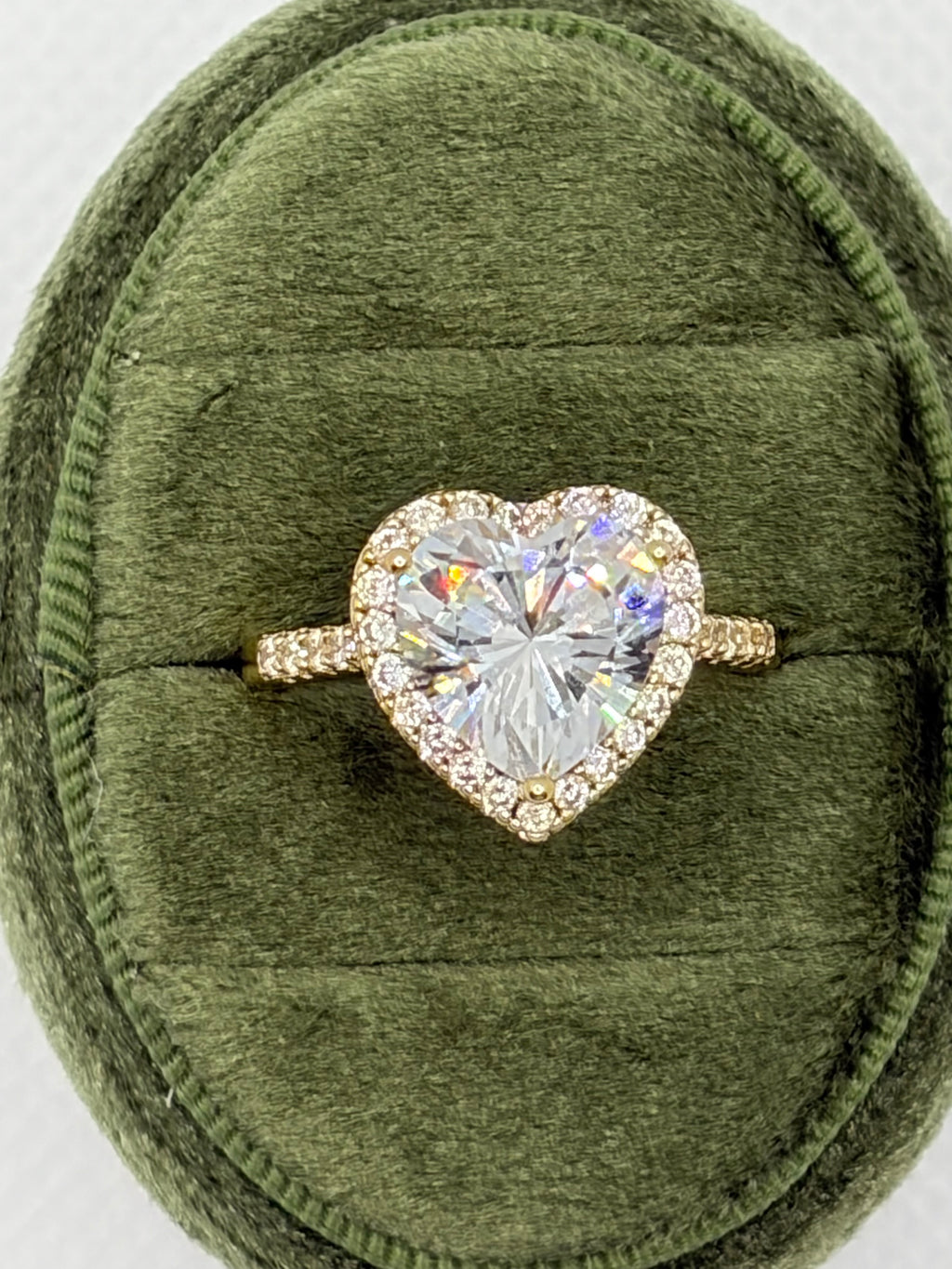 Heart Diamond Halo Ring - Gold Plated