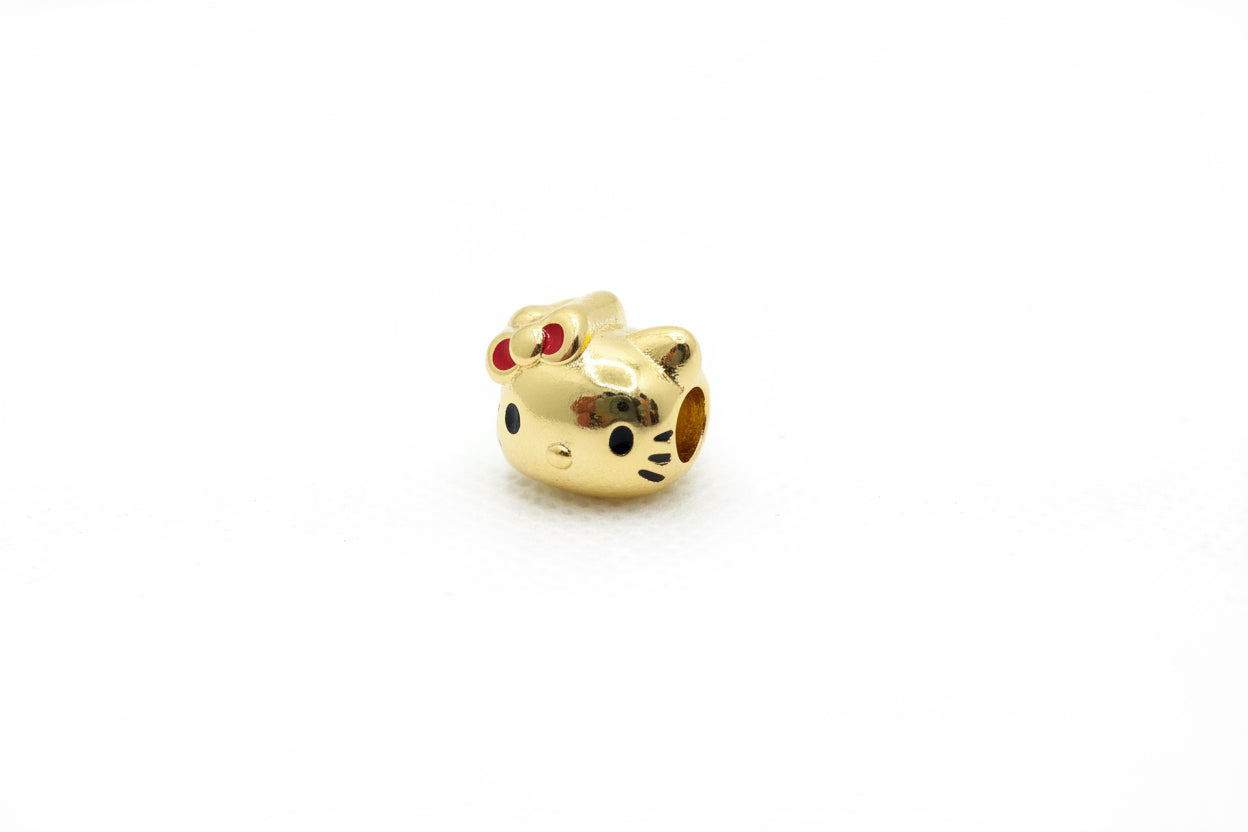 Hello Kitty Gold Charm Separator Bead - Laminated Gold