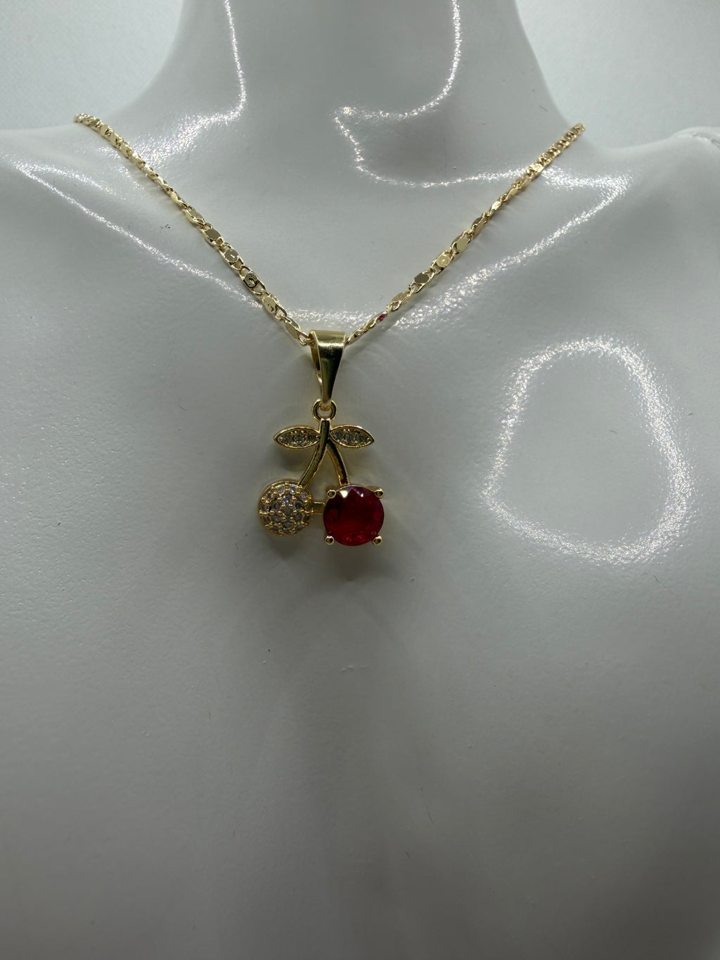 Gold Cherry Necklace and Earring Set - Laminated Gold