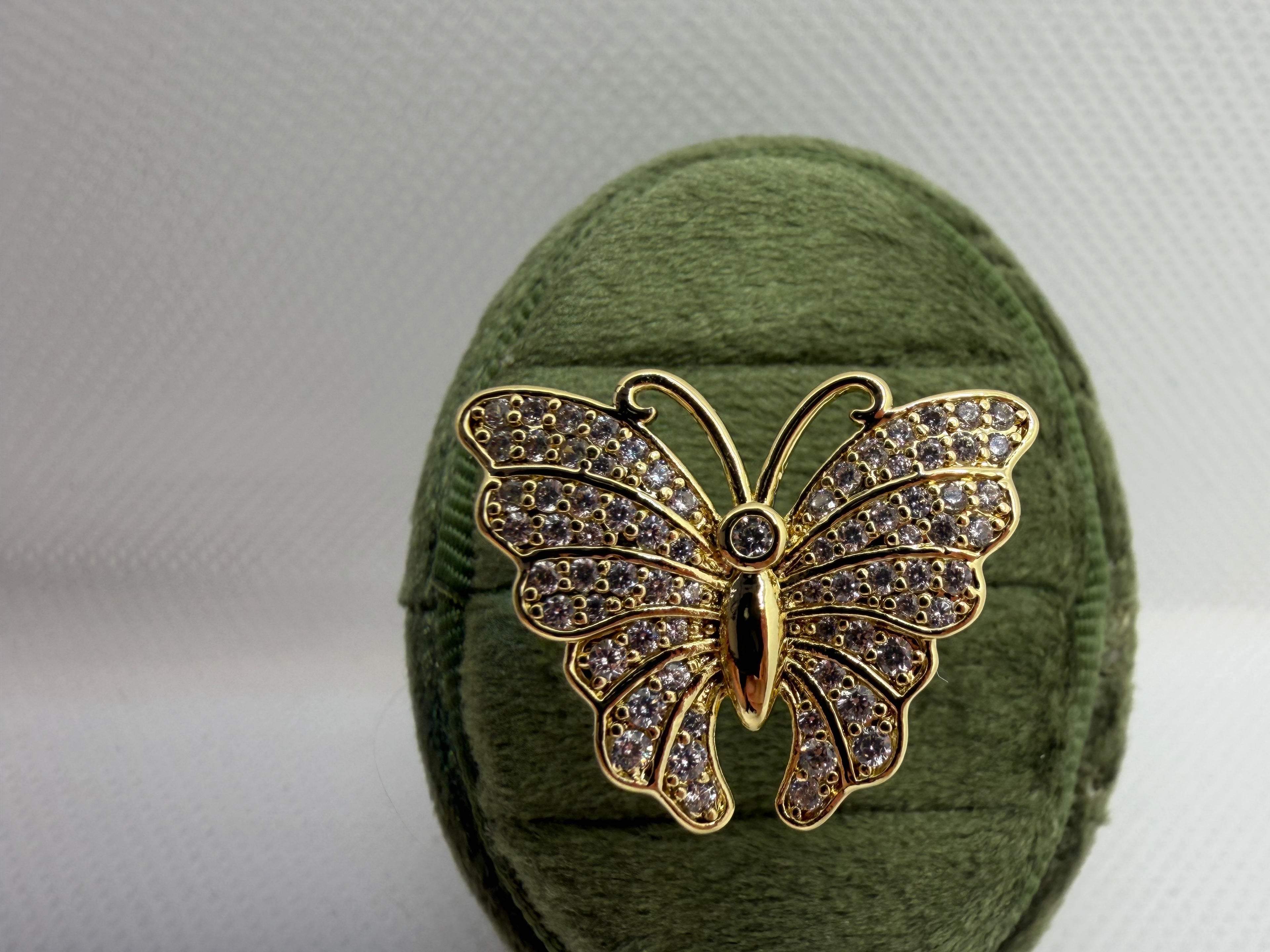 Gold Pavé Butterfly Statement Ring
