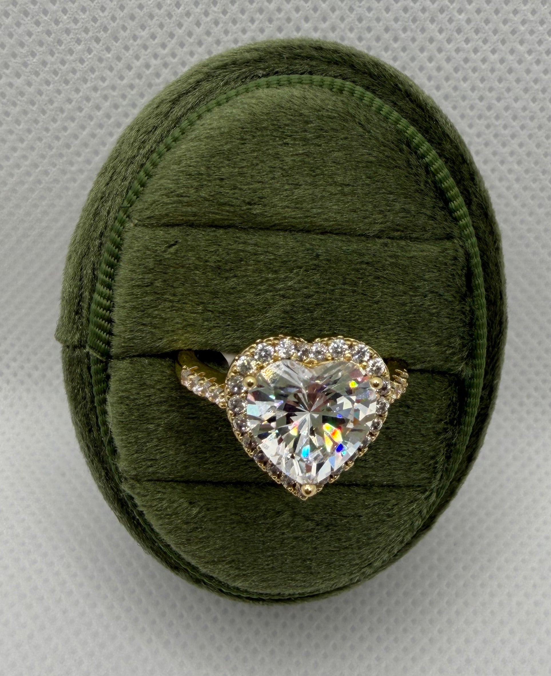 Heart Diamond Halo Ring - Gold Plated