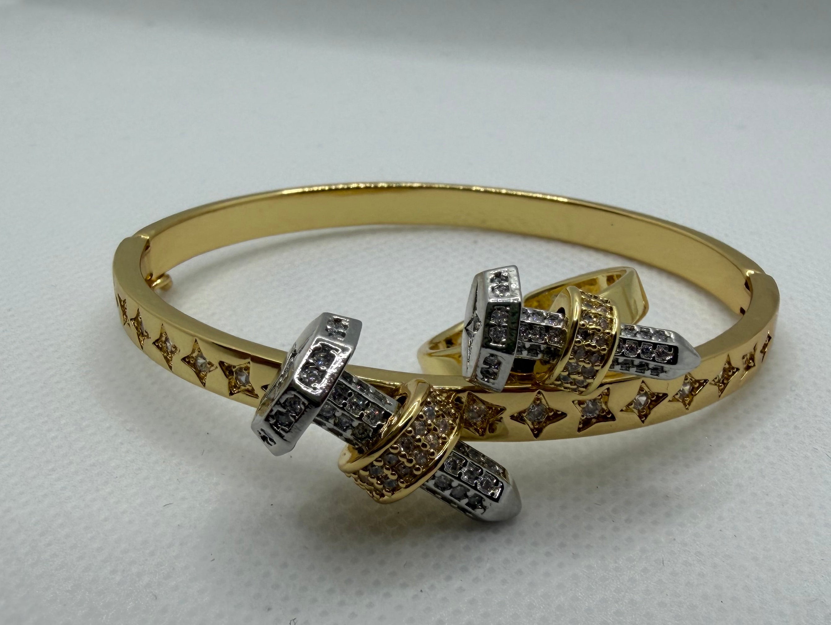 Star Bangle & CZ Bolt Ring Set
