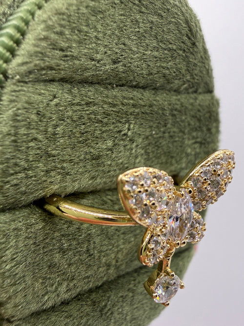 Butterfly Dangle Crystal Ring