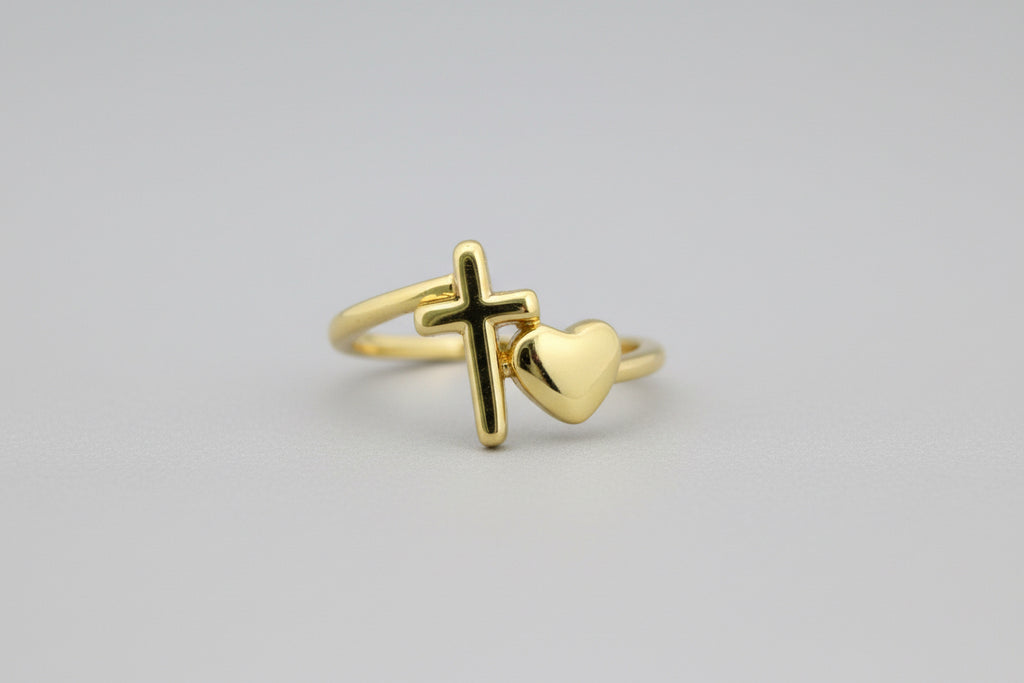 Cross and Heart Faith Ring