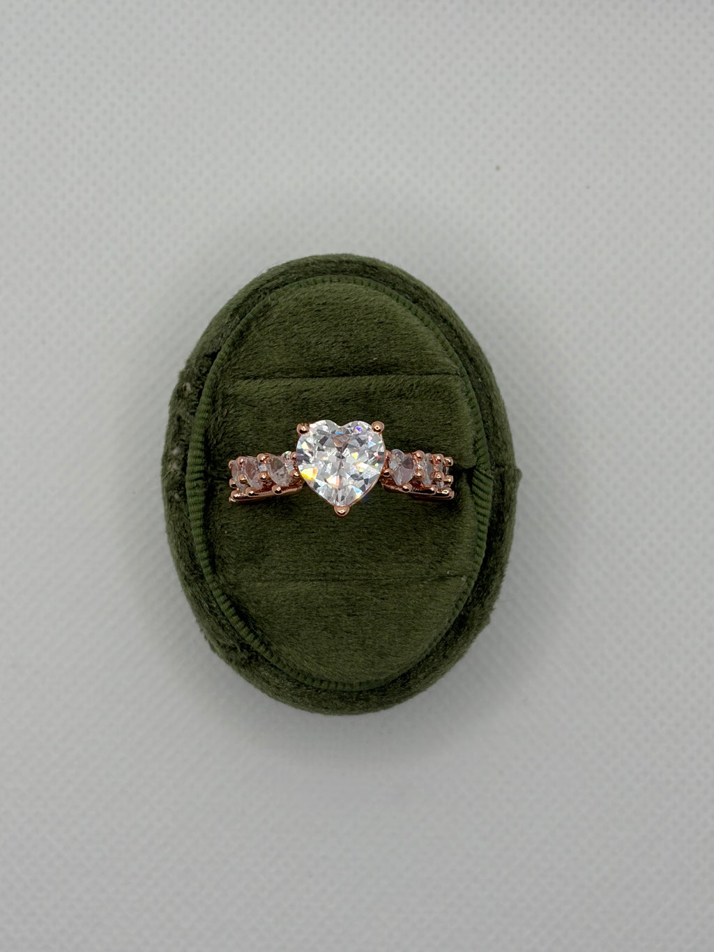 Rose Gold Heart Ring with Crystal Hearts