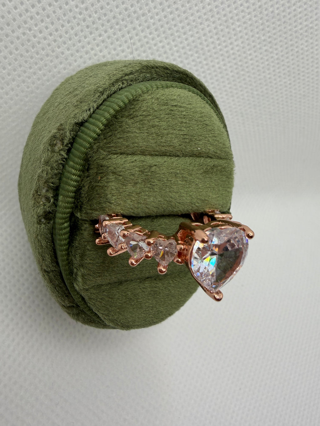 Rose Gold Heart Ring with Crystal Hearts