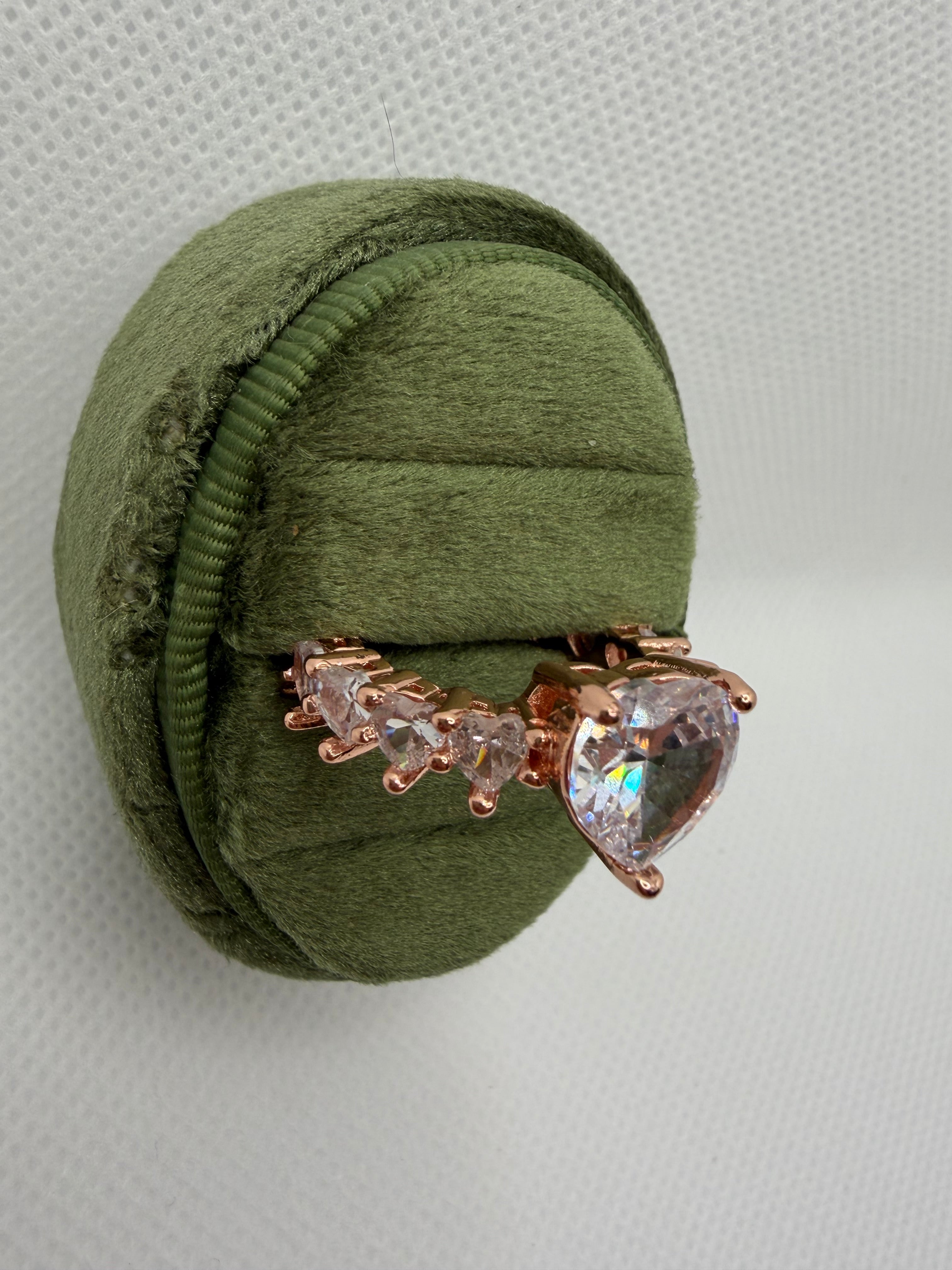 Rose Gold Heart Ring with Crystal Hearts