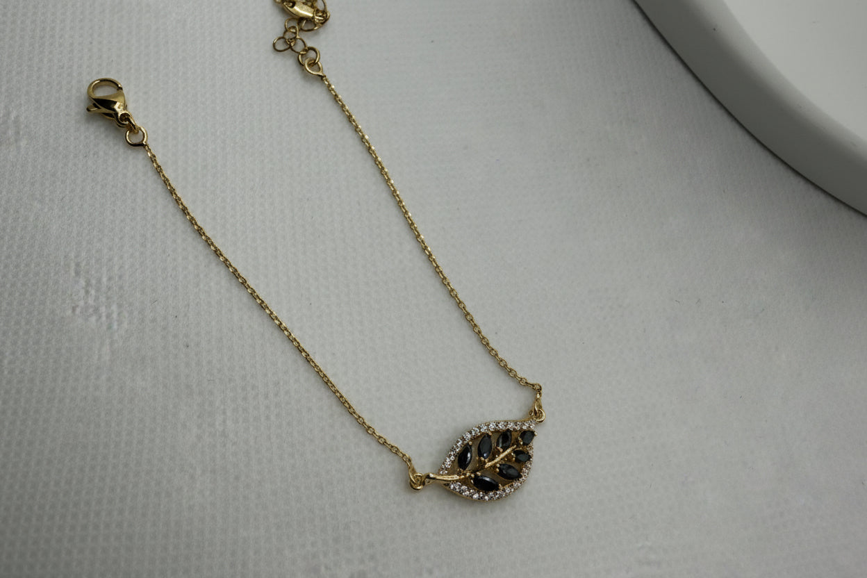 Elegant Leaf Jewelry Set - Necklace, Bracelet, Earrings & Pendant