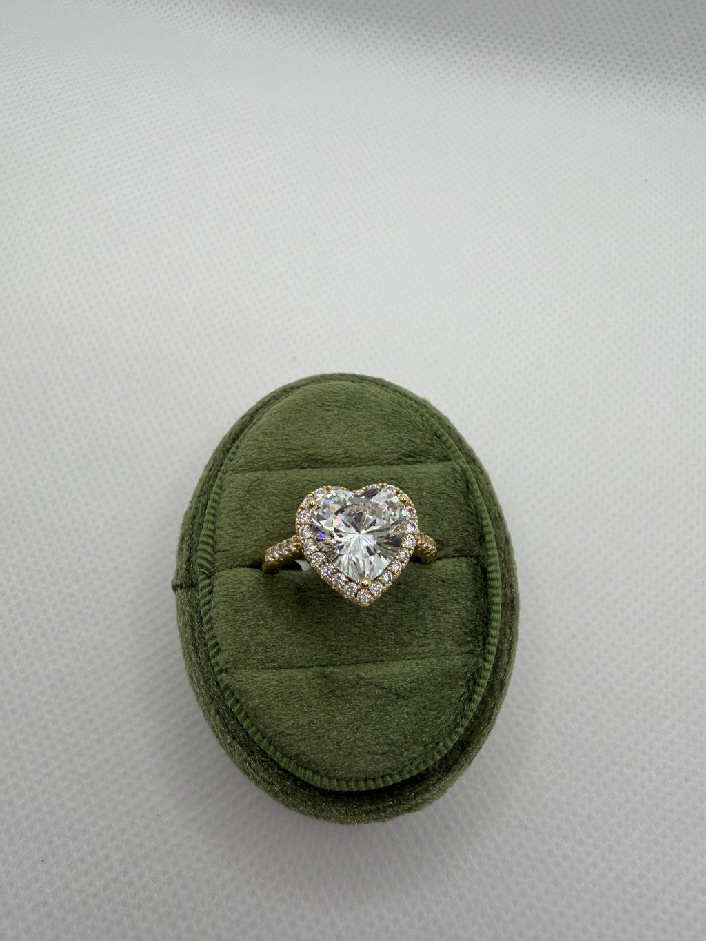 Heart Diamond Halo Ring - Gold Plated