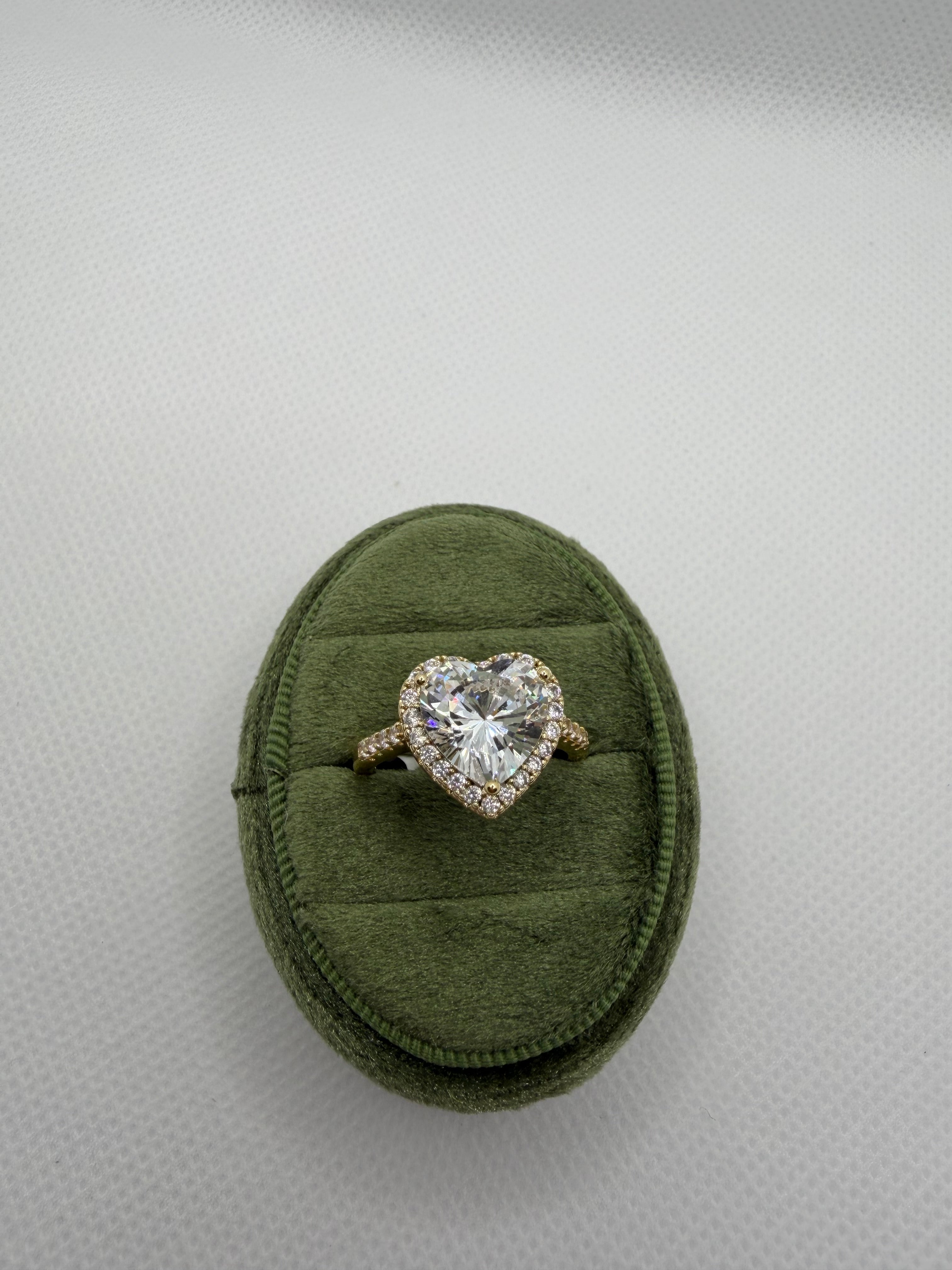 Heart Diamond Halo Ring - Gold Plated