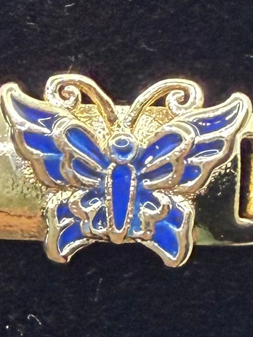 Kids Gold ID Bracelet with Blue Butterfly - Laminated Gold