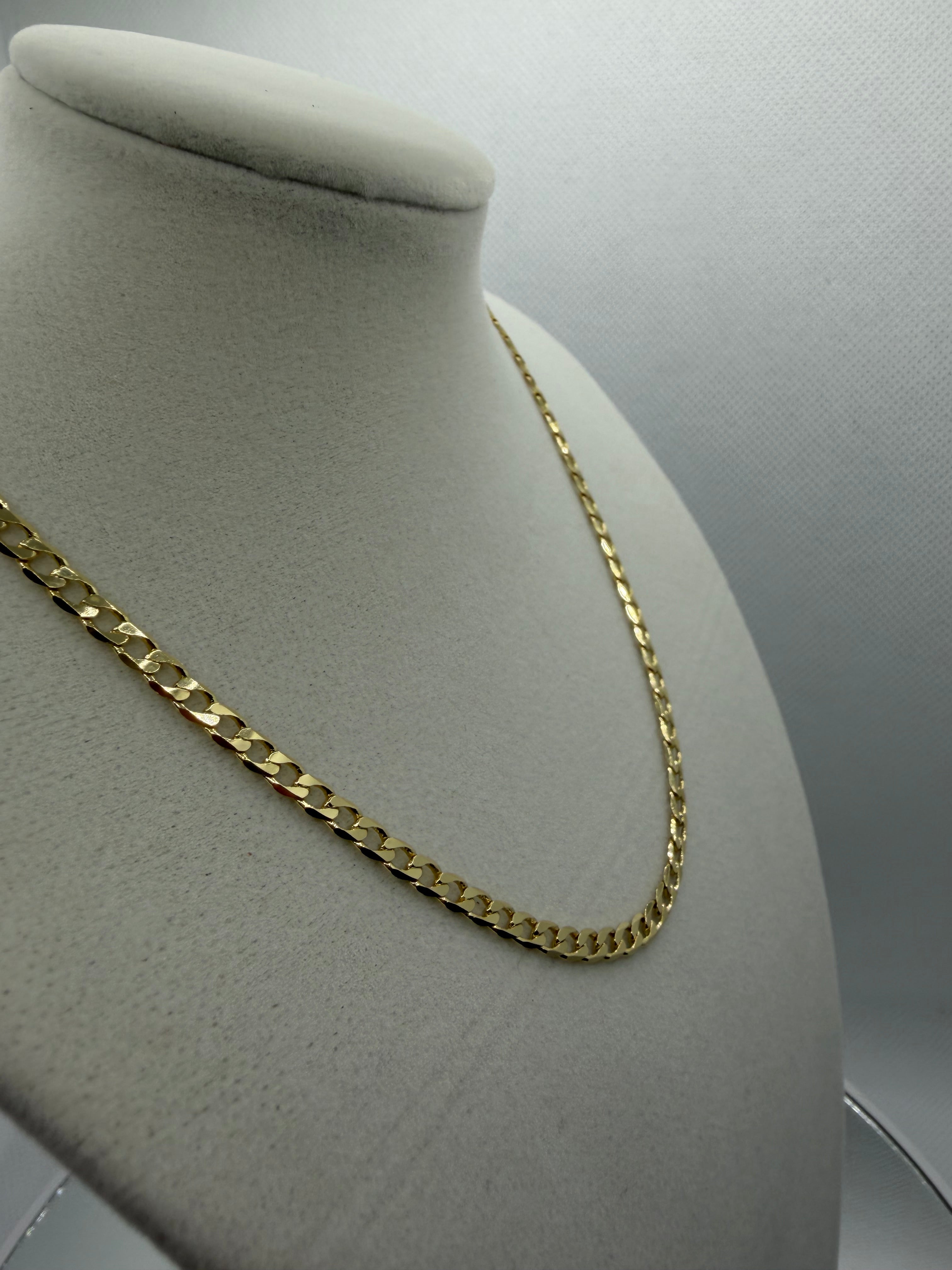 Gold Cuban Curb Chain Necklace 22"