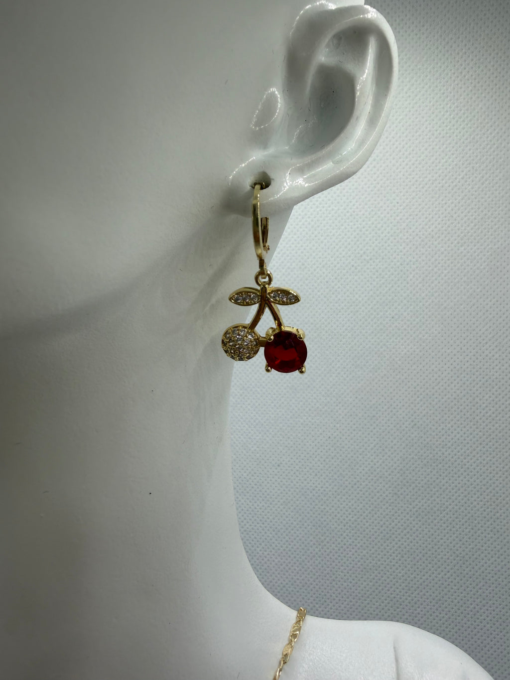 Gold Cherry Necklace and Earring Set - Laminated Gold