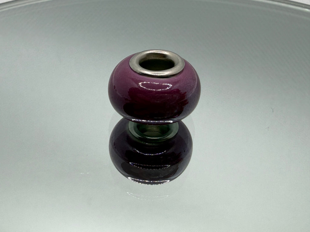 Amethyst Purple Glass Charm Separator Bead - Laminated Gold