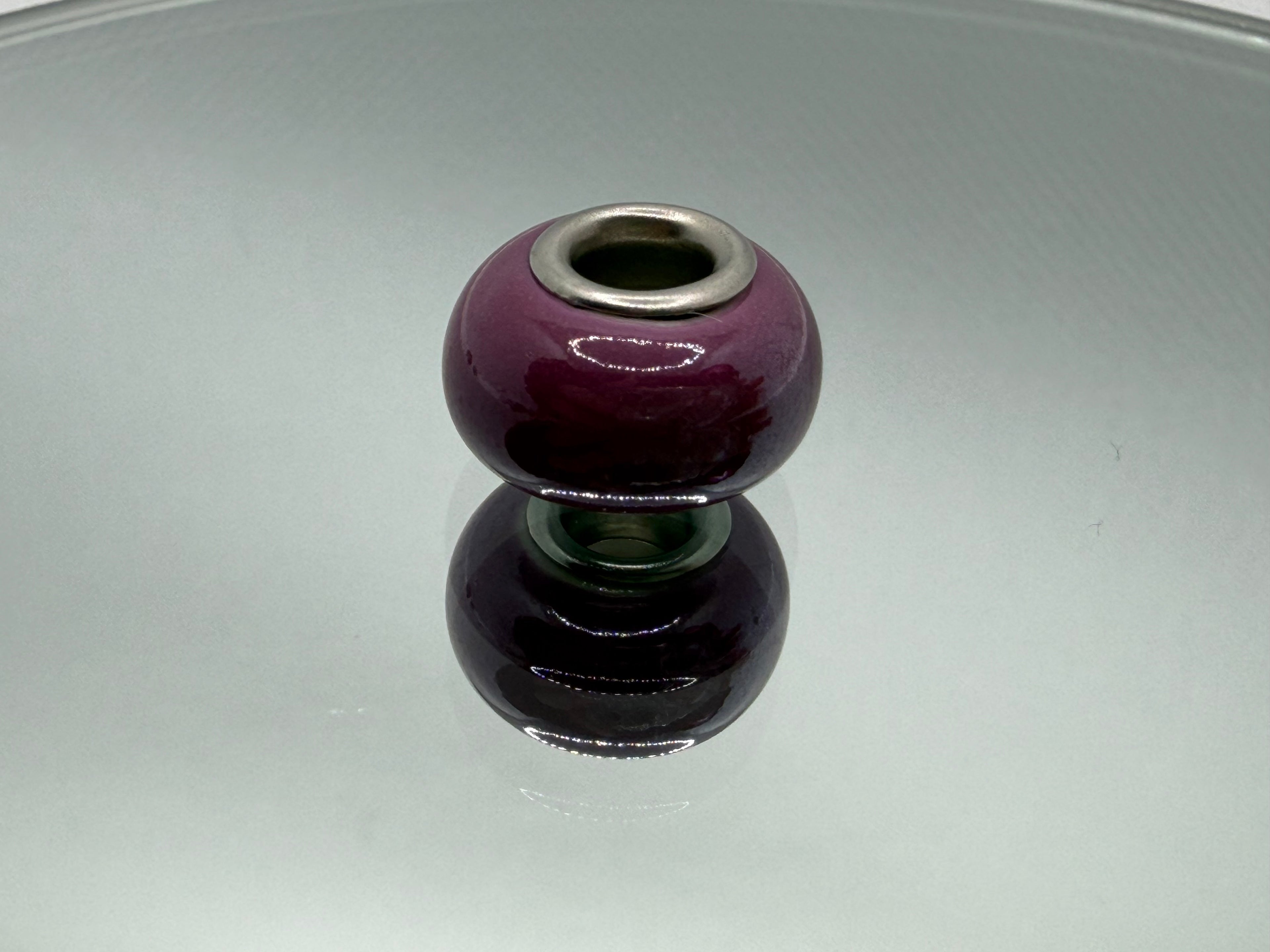Amethyst Purple Glass Charm Separator Bead - Laminated Gold