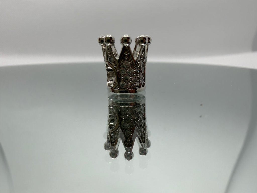 Silver Crystal Crown Charm Separator Bead - Gunmetal Finish