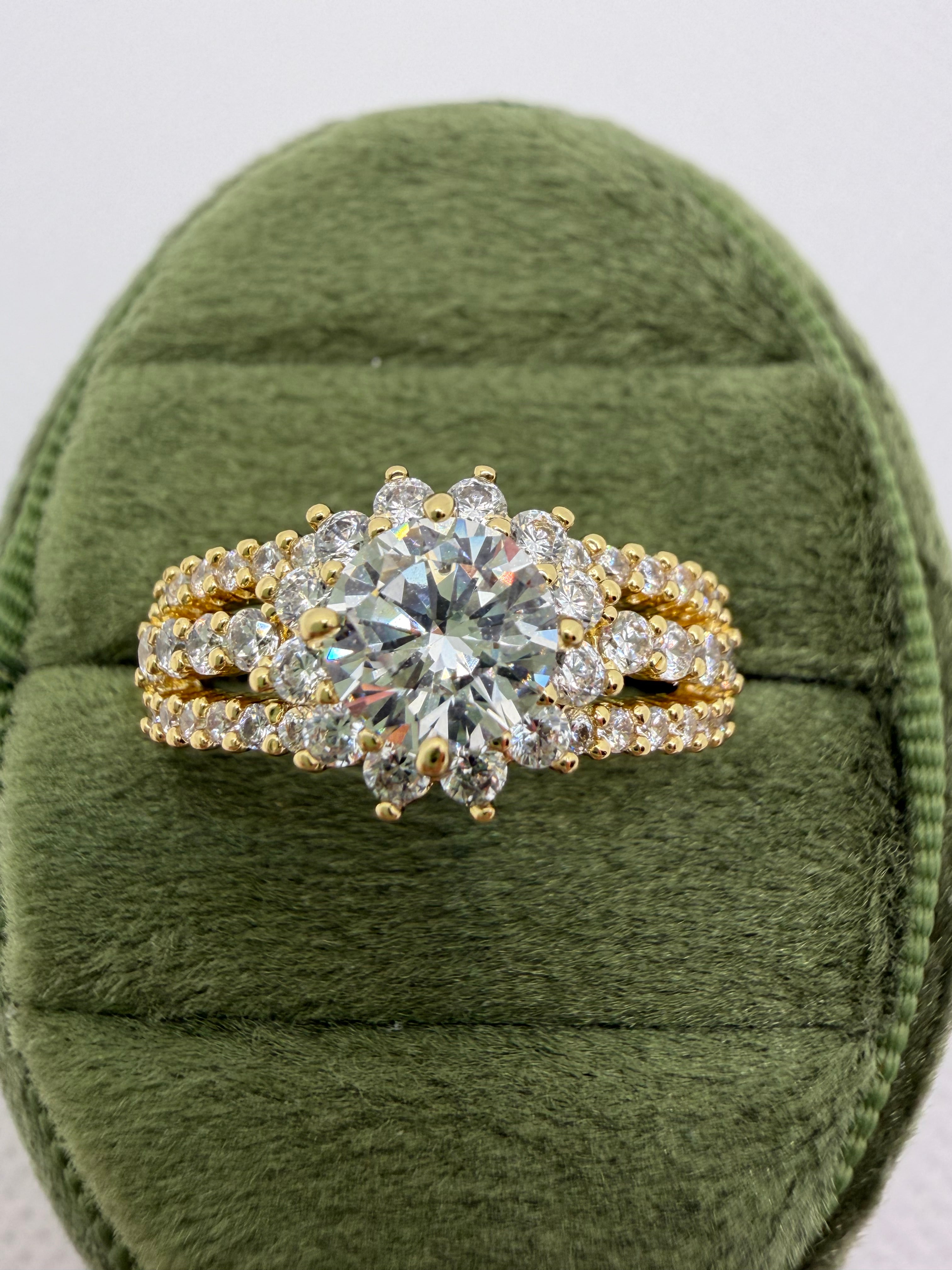 Sunflower Halo Engagement Ring