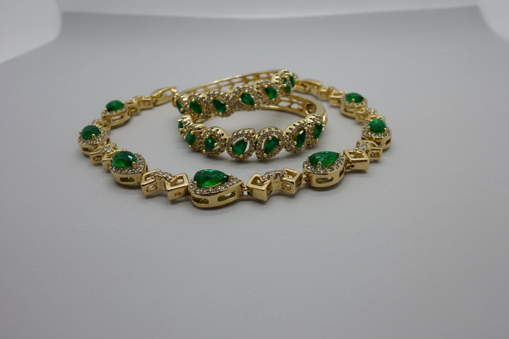 Emerald Crystal Halo Jewelry Set