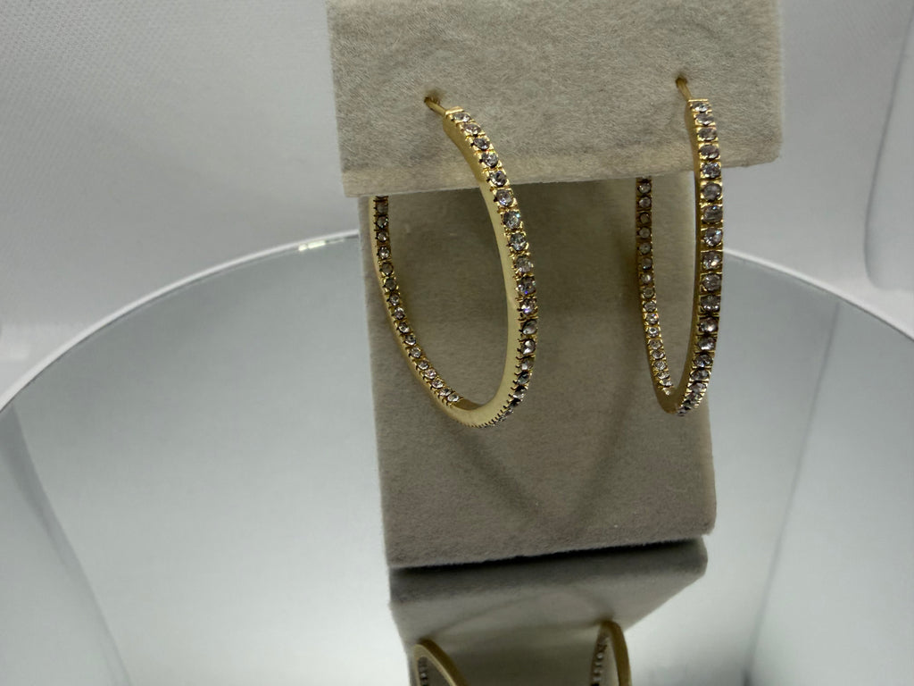 Gold CZ Inside-Out Hoop Earrings