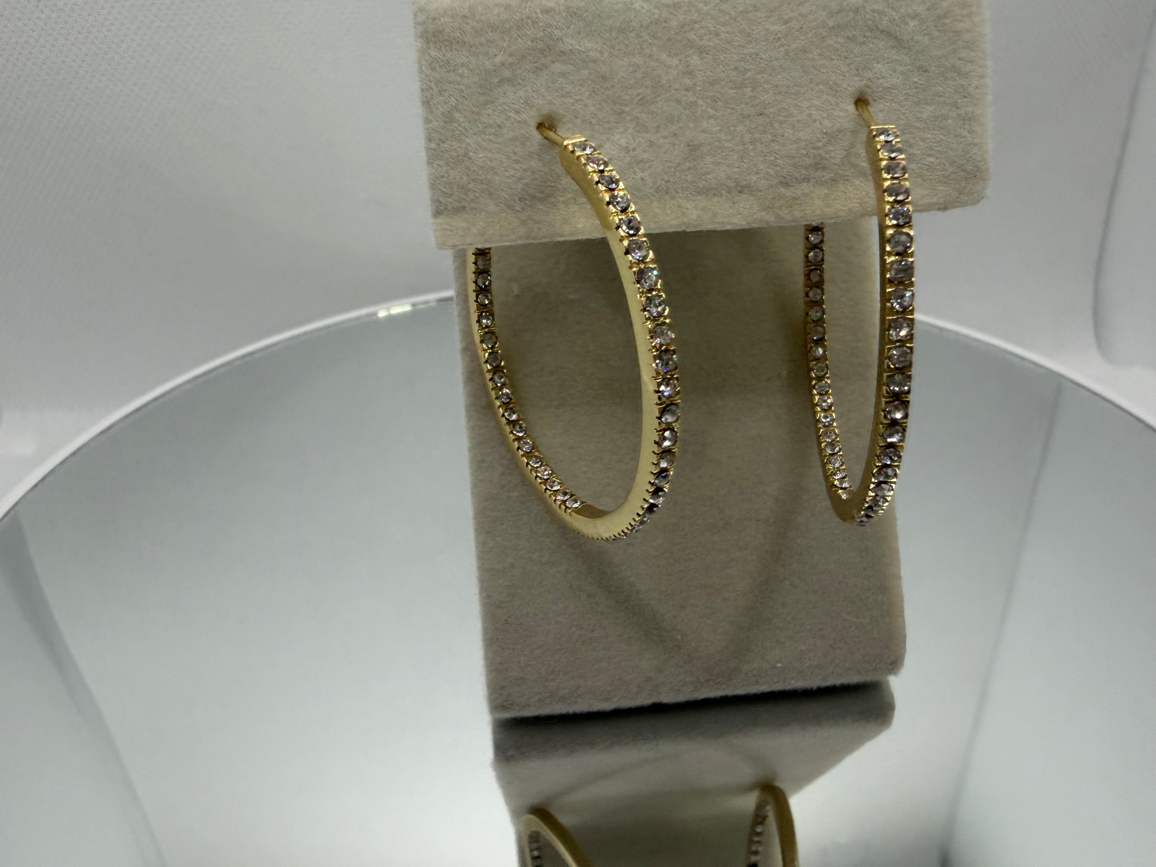 Gold CZ Inside-Out Hoop Earrings