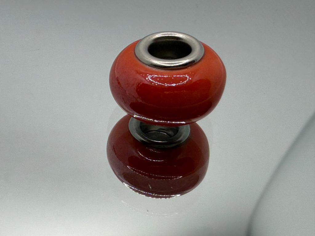 Orange Glass Charm Separator Bead - Laminated Gold