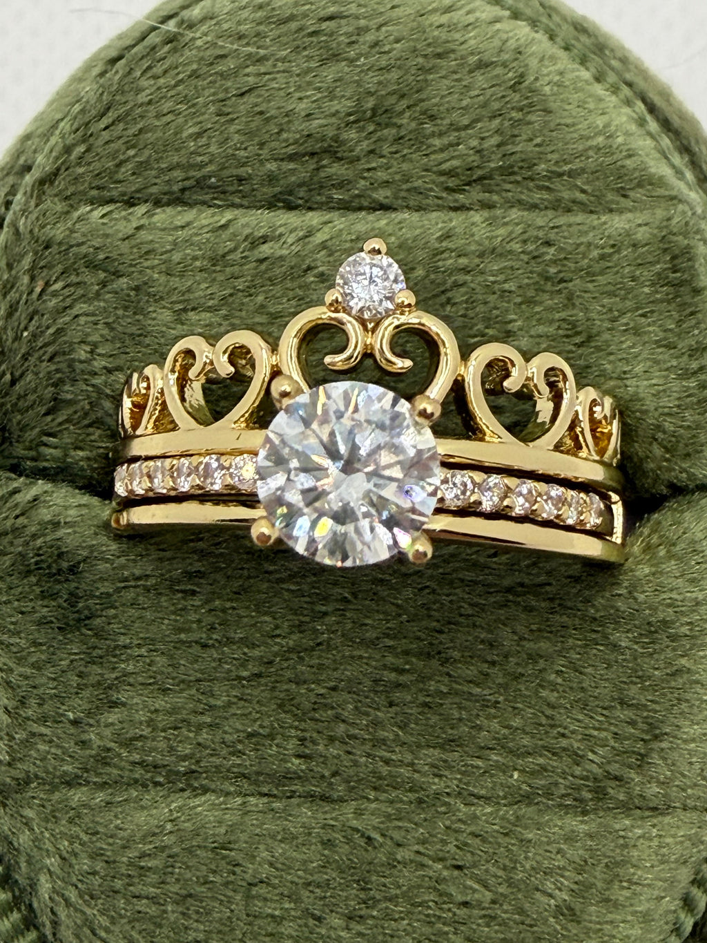 Crown Diamond Ring Set - Double Band