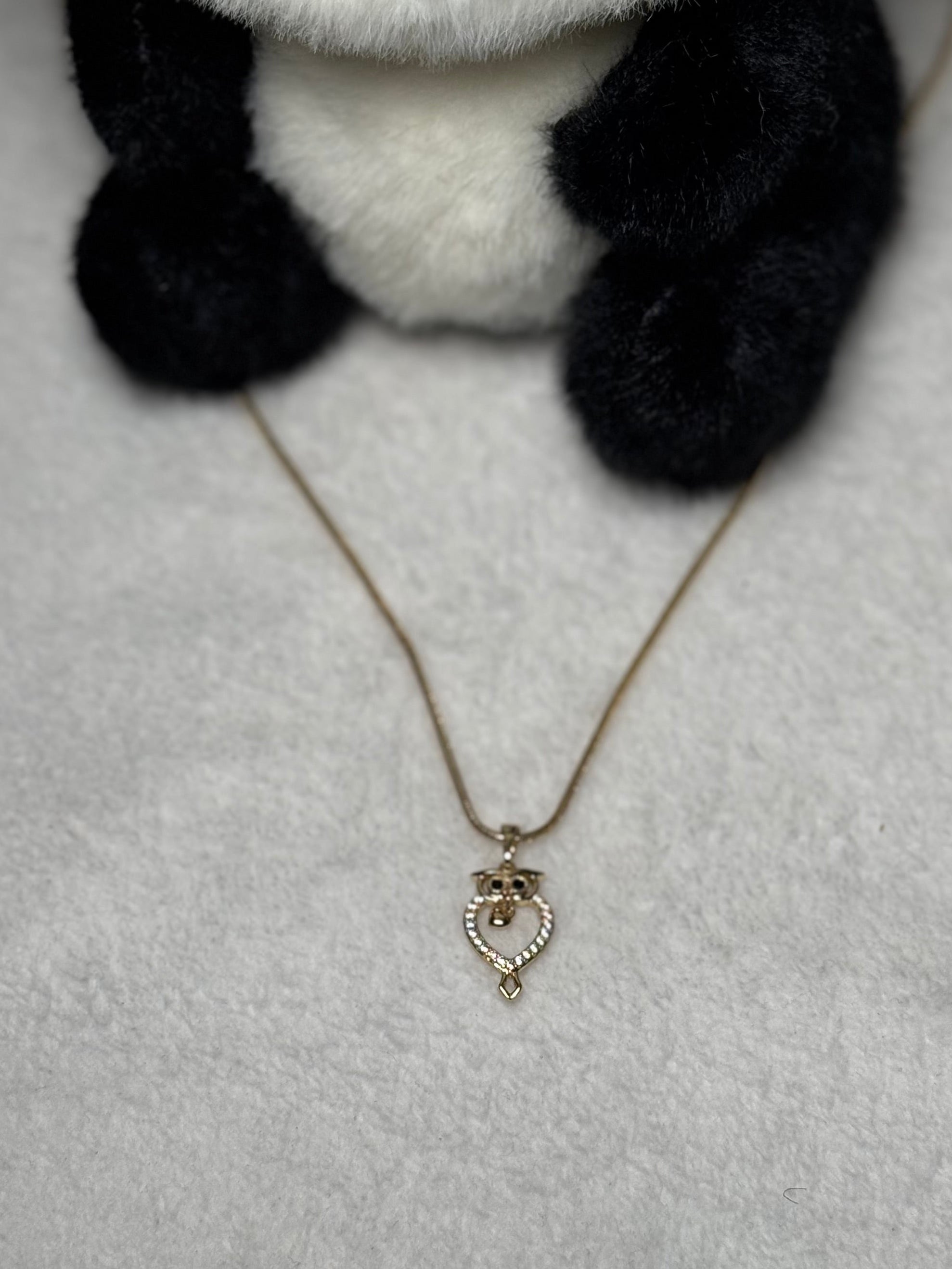 Owl Pendant with Crystal Accents - Gold Plated