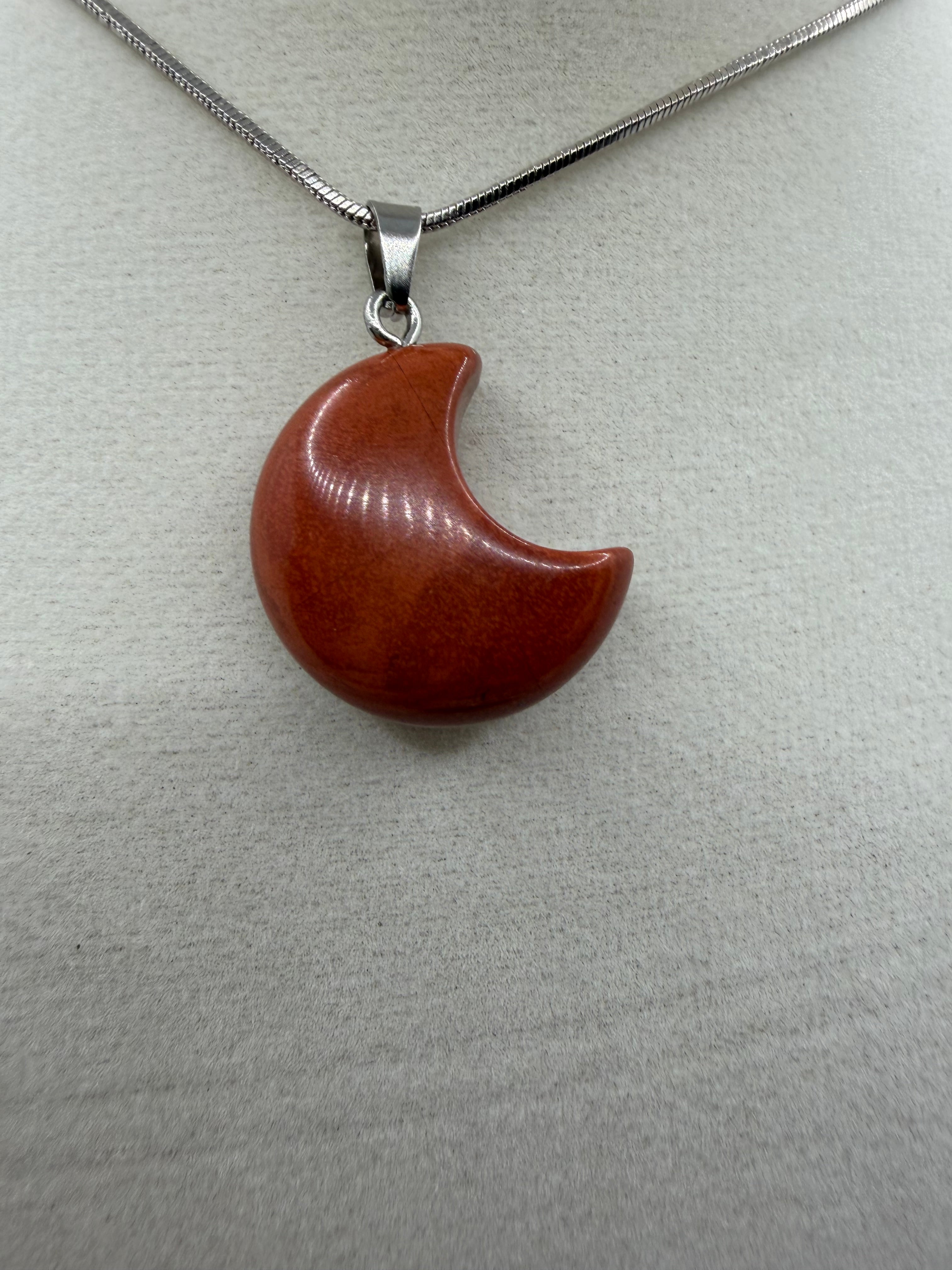 Red Jasper Crescent Moon Pendant