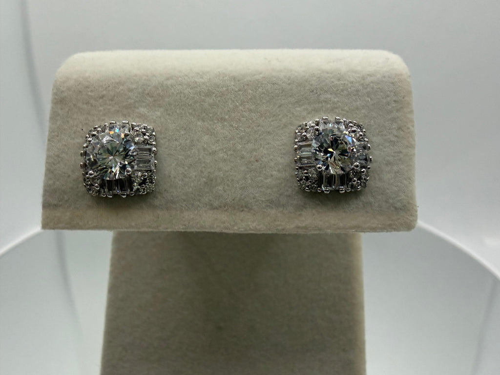 Crystal Halo Cushion Stud Earrings