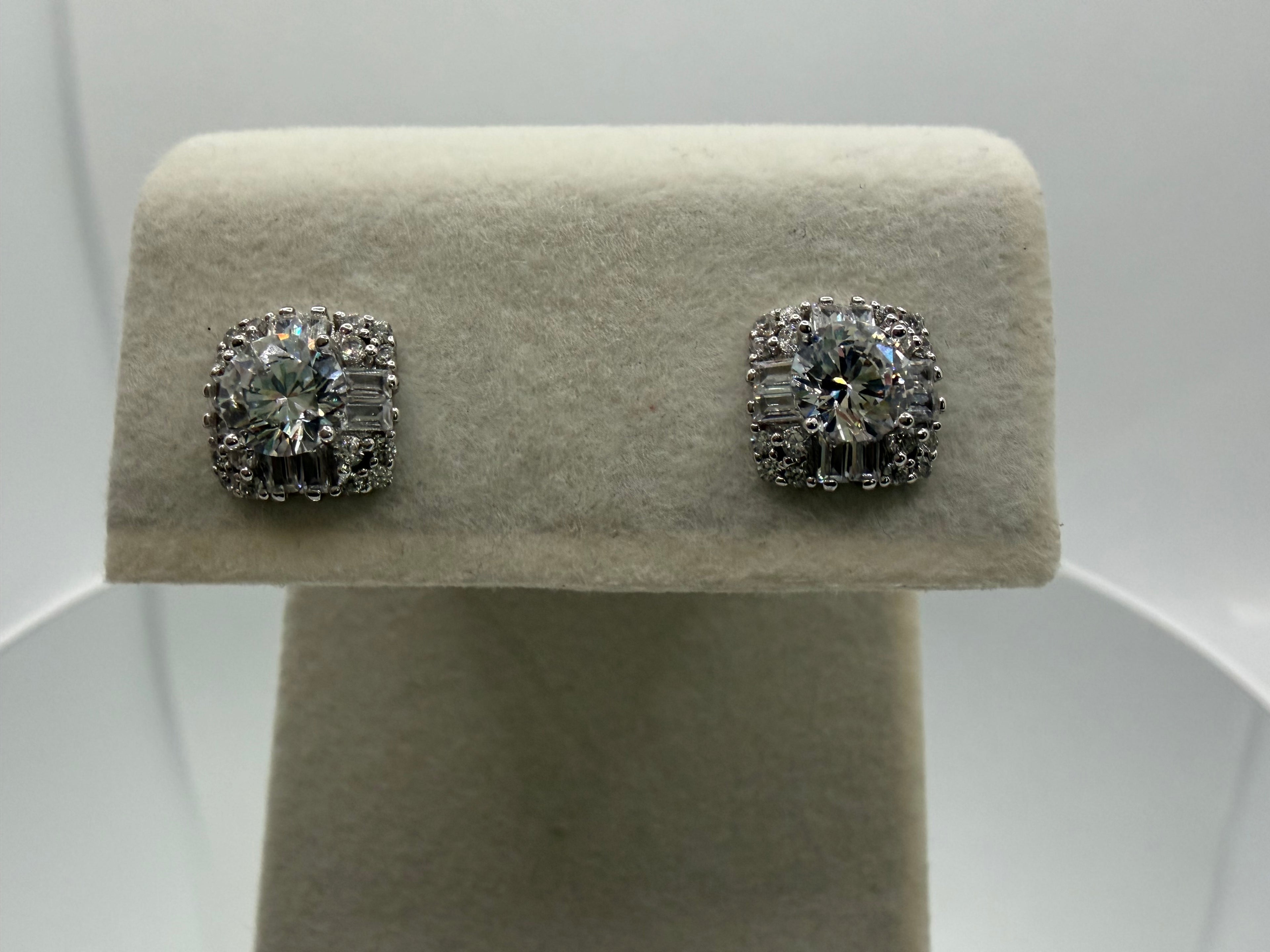 Crystal Halo Cushion Stud Earrings