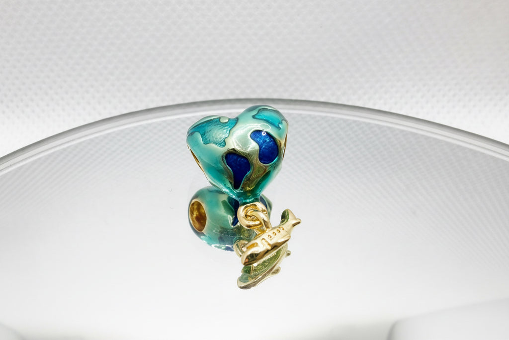 Earth Globe Charm with Airplane