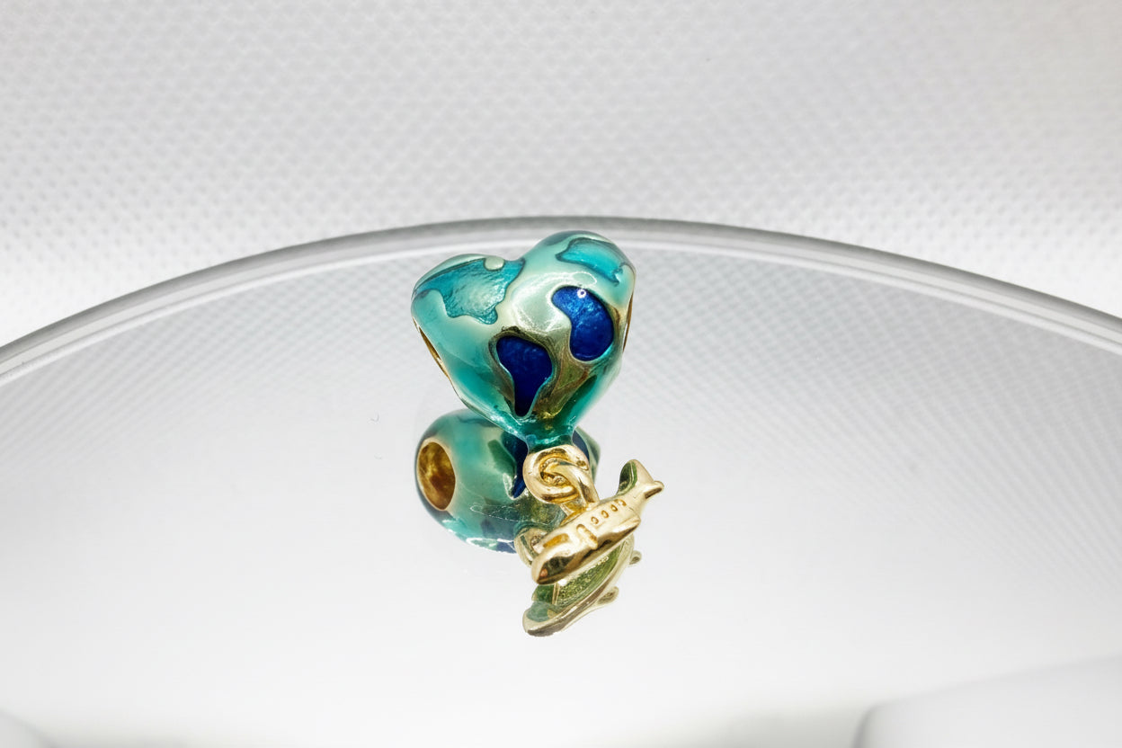 Earth Globe Charm with Airplane