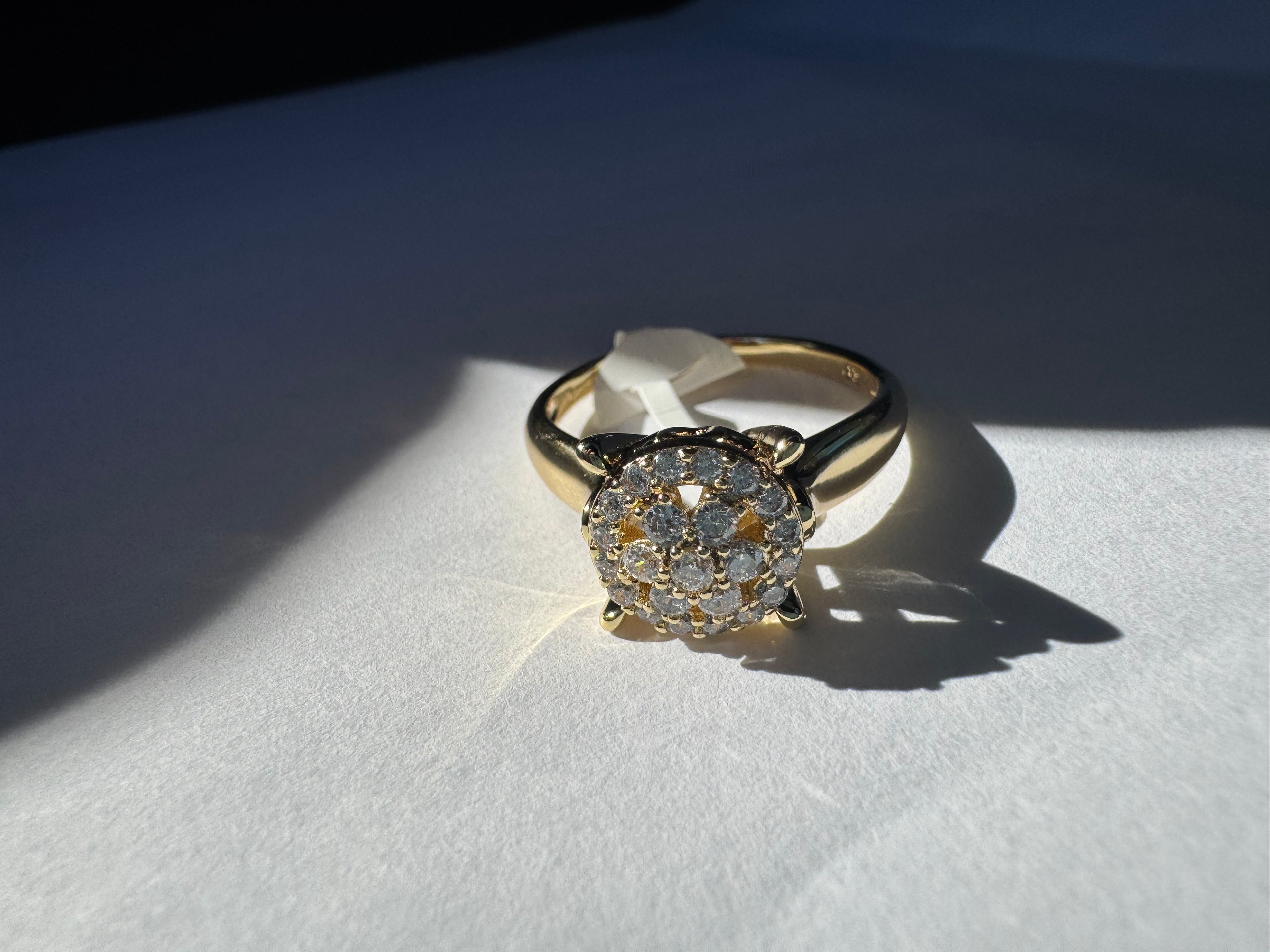Sparkling Crystal Solitaire Gold Ring