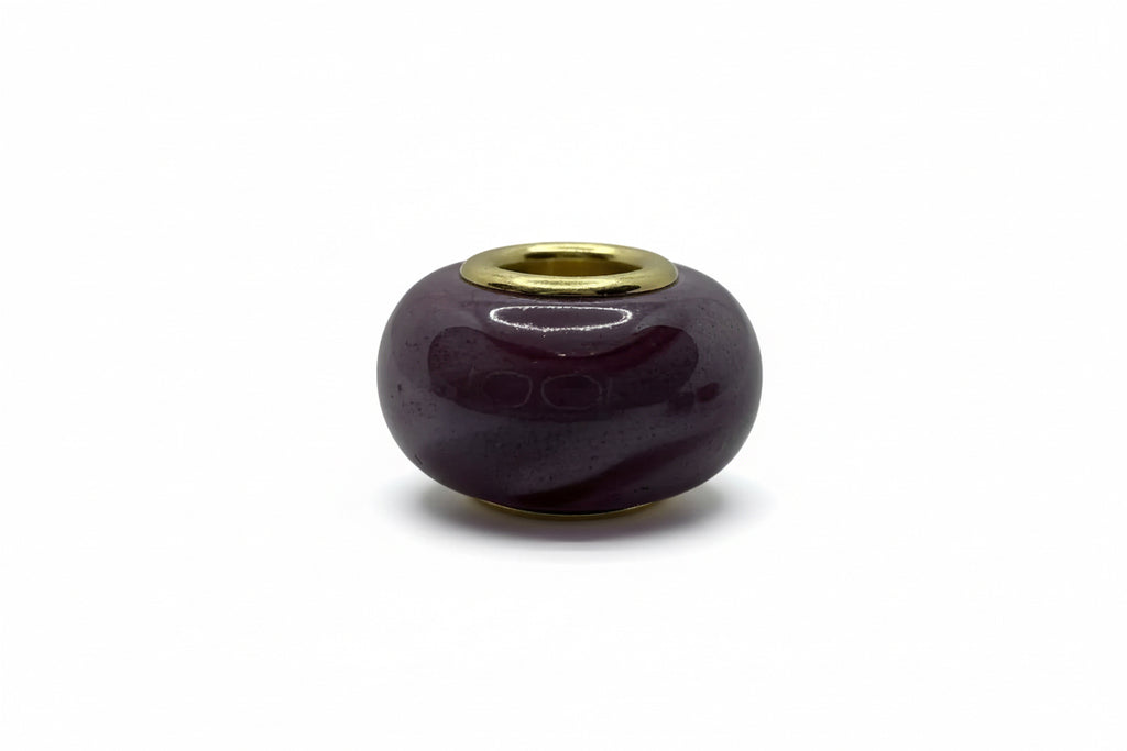 Amethyst Purple Glass Charm Separator Bead - Laminated Gold