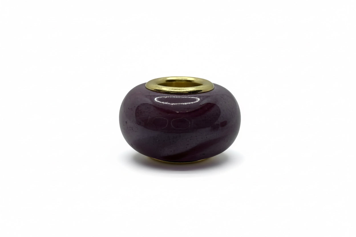 Amethyst Purple Glass Charm Separator Bead - Laminated Gold