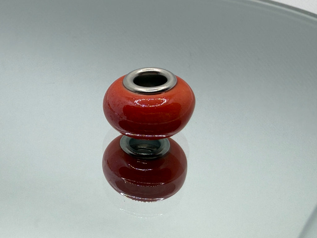 Orange Glass Charm Separator Bead - Laminated Gold