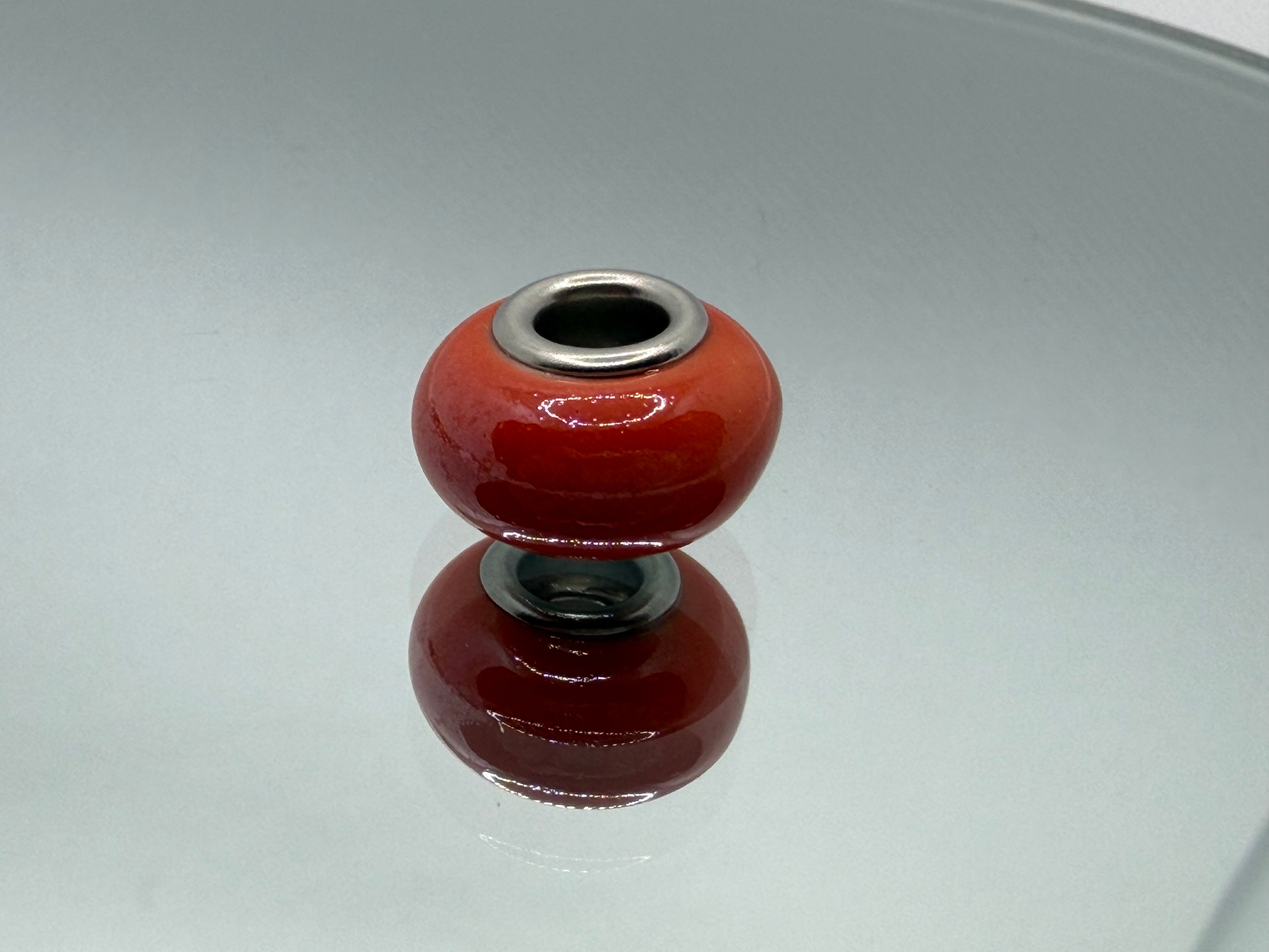 Orange Glass Charm Separator Bead - Laminated Gold